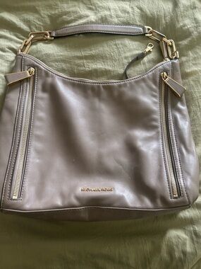 Michael Kors Taupe Gray Leather Hobo with Gold Hardware